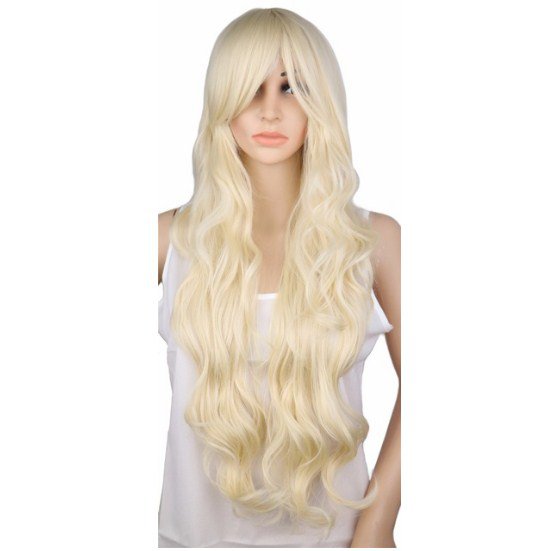 Long Curly Blonde Wig Cosplay Costume Party Women 70 Cm High Temperature Synthetic Hair Wigs