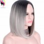 Short Wigs For Women Synthetic Straight Gray Ombre Blonde Hair