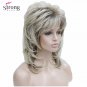 Women Lady Half Length Blonde With Dark Root Cascading Layers Full Synthetic Hair Wig