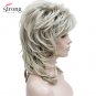Women Lady Half Length Blonde With Dark Root Cascading Layers Full Synthetic Hair Wig