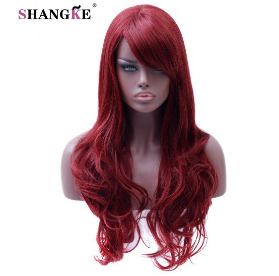 Long Wavy Hair Red Color Wig Heat Resistant Synthetic Female Wigs For Woman White Black Fake Hair