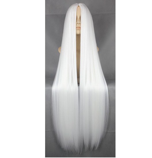 White Wig 100CM / 40Inch Synthetic Heat Resistant Fiber Long Halloween Costume Cos-play Straight