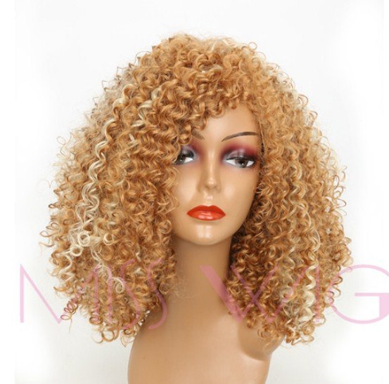 Curly African White Short Curly Wigs For Black Women 300g Afro Synthetic Hair Wigs