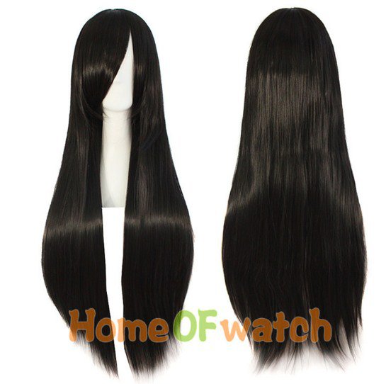 Long Straight Cosplay Wig 32 "15 Colors Black Blonde Brown Orange Blue Green Pink Synthetic Wigs