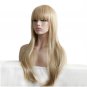 Straight Hair Heat Resistant Long Blonde Wig with Bangs Synthetic Wigs ral Hairline Size 20