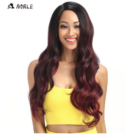 Lace Front Wig Hair 28 inch Long wavy red Synthetic Wigs For African American Black Women