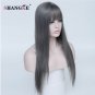 Straight Long Gray Heat Resistant Wig Synthetic Hair Wigs For White Women Natural Black