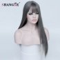 Straight Long Gray Heat Resistant Wig Synthetic Hair Wigs For White Women Natural Black