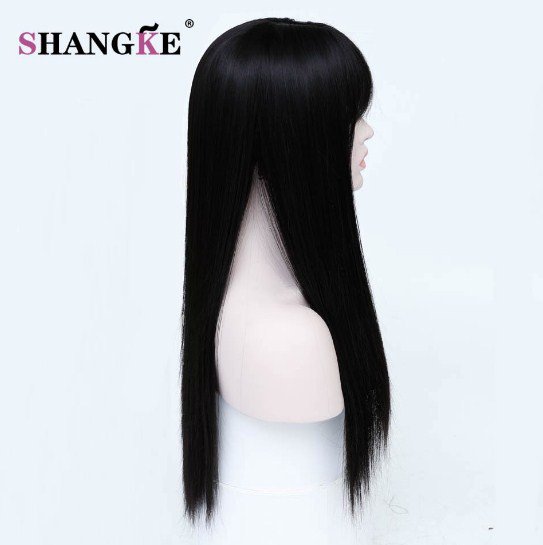 Straight Long Gray Heat Resistant Wig Synthetic Hair Wigs For White Women Natural Black