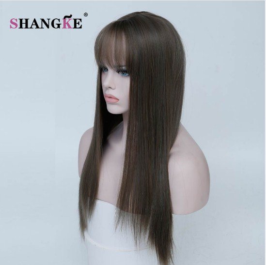 Straight Long Gray Heat Resistant Wig Synthetic Hair Wigs For White Women Natural Black