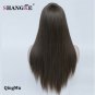 Straight Long Gray Heat Resistant Wig Synthetic Hair Wigs For White Women Natural Black