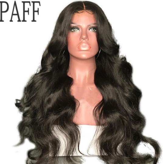 Lace Front Human Hair Wig With Half Part Body Wave Peruvian Remy Hair Wig Natural SIze 24