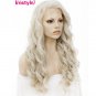 Imstyle Honey Ash Blonde Wavy 24 "Synthetic Lace Front Wig for Women