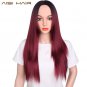 Synthetic Ombre Red Hair Wigs for Women Black Cosplay Straight Long