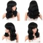 Synthetic Brown Mix Wigs With Bangs For Black White Women Short Wavy Women Natural