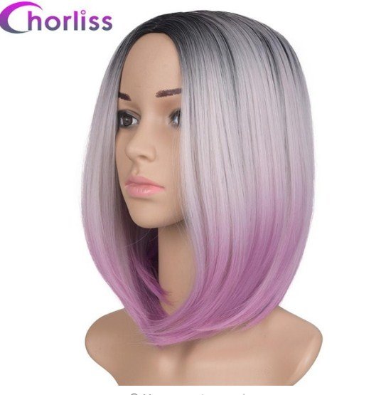 Fiber Wigs High Temperature Synthetic Blond Bob Short Wig Straight Women Wigs