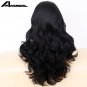 High Temperature Natural Hair Fiber Rayite Glueless Long Body Wave 1B Black Lace Front Wig Size 26