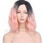 Synthetic Wig Ombre Red Blue Pink Short Black Hair Wigs for Women 14 inch