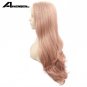 Natural Hairline Full Body Wave Hair Wigs For Women Mixed Pink Lace Front Wig Synthetic 22 inch