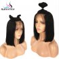 Lace Front Human Hair Wigs For Black Women Peruvian Remy Straight Pre Plucked Short Bob Wigs 16 inch