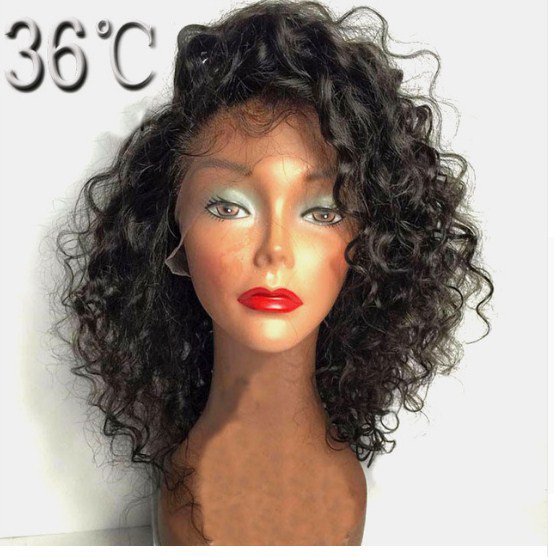 Full Lace Wig Malaysian Remy Hair Part Short Hair Wig Natural Human Hairline Baby Hair 16 inch