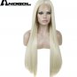 Long Straight High Temperature Fiber Heat Resistant Synthetic Lace Front Glueless Wig 28 inch