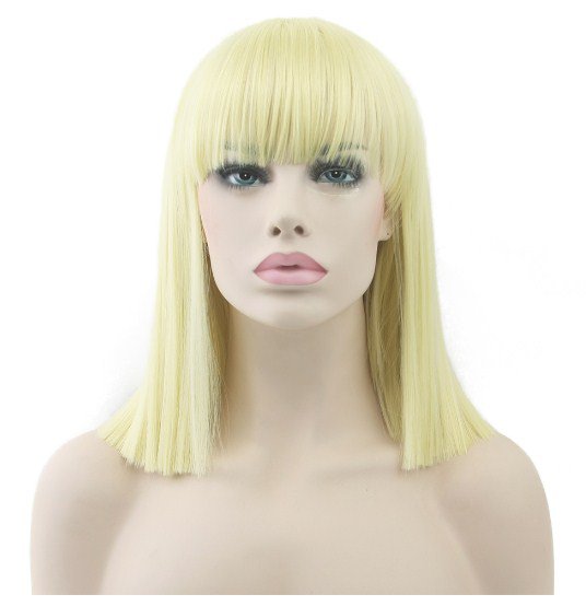 Synthetic Fiber High Temperature Hair Straight Short Blond Black Women Party Hair Piece Cosplay Wigs