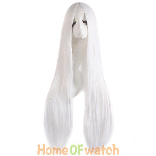 100cm Cosplay Wig Black White Brown 4 Colors Heat Resistant Synthetic Wigs Women Ladies