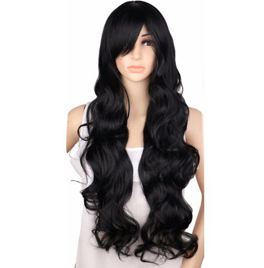 Long Curly Cosplay Wig Cosplay Women Natrual Black 70 Cm High Temperature Synthetic Hair Wigs