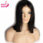 Straight Brazilian Lace Front Short Cut Glueless Human Wig Natural Remy Black for Women Hair 12 inch