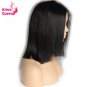 Straight Brazilian Lace Front Short Cut Glueless Human Wig Natural Remy Black for Women Hair 12 inch