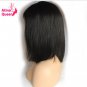 Straight Brazilian Lace Front Short Cut Glueless Human Wig Natural Remy Black for Women Hair 12 inch