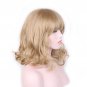 blonde heat resistant synthetic curly wigs with bangs short hair wigs for women