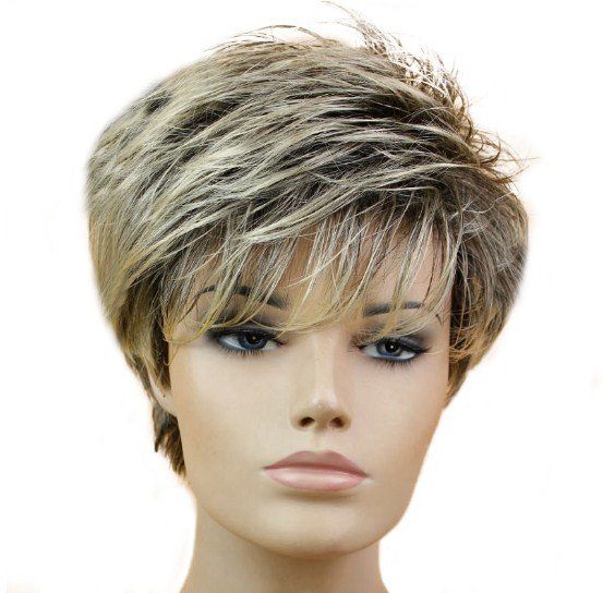 Wig Blonde Straight Short Pixie Hair Cut Synthetic Hair Style High Temperature Fiber
