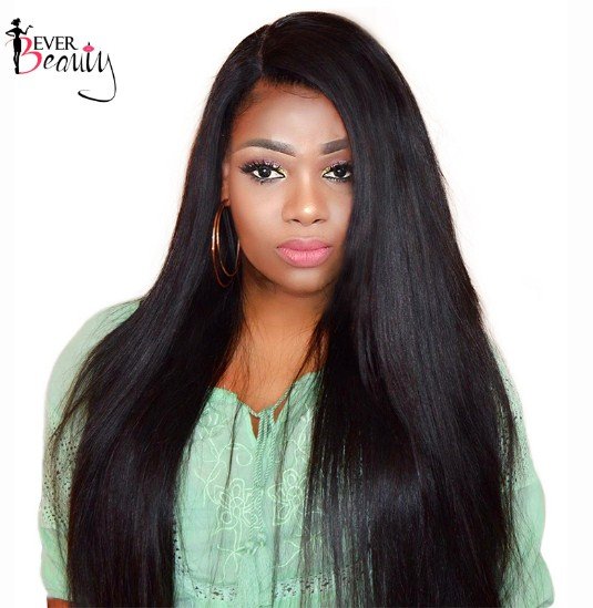 Lace Front Human Hair Wigs For Black Women Full and Non Remy Silky Straight Natural 20 inch