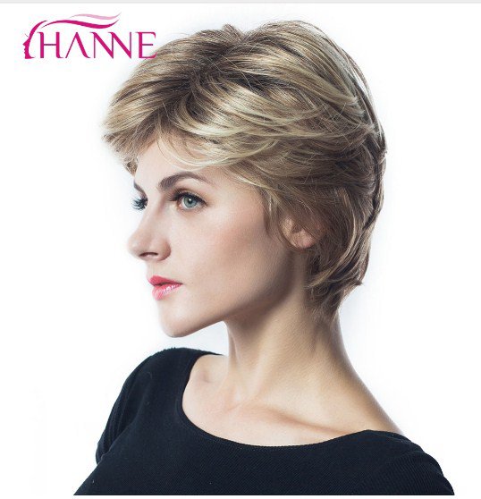 High Temperature Synthetic Fiber Wigs For Black / White Women Natural Short Wig