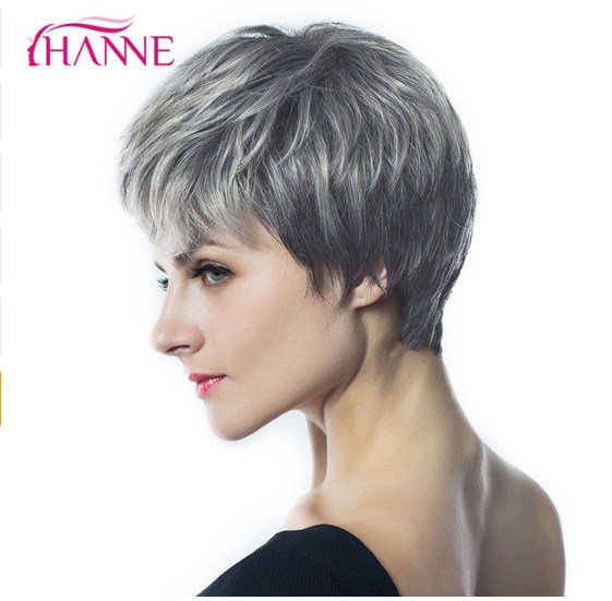 High Temperature Synthetic Fiber Wigs For Black / White Women Natural Short Wig