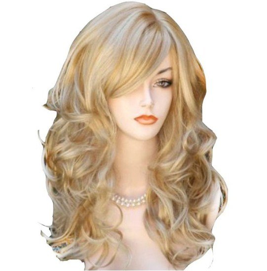 Long Wavy Natrual Blonde 60 Cm Synthetic Hair Wigs
