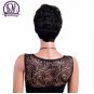 Curly Front Straight Back Short Wigs with Bangs Natural Black Afro Synthetic Hair Wig for Women