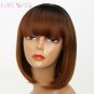 WIG Black Brown Bob Straight Short Hair Wigs for Black Women Synthetic High Temperature Fiber Wig