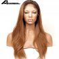 Long Straight Dark Roots Ombre Brown Synthetic Lace Front Wig Glueless  Fiber Hair Wigs 22 inches