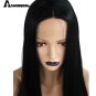 Long Natural Wave Middle Part High Temperature Fiber Glueless Black Synthetic Hair Lace Front Wigs