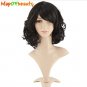 Curly Black Light Dark brown Synthetic women hair Cosplay Nautral wigs 40cm Heat Resistant Ladies