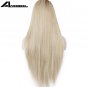 Glueless Long Straight Ombre Brown to Blonde Synthetic Lace Front Wig 18 inches
