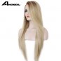 Glueless Long Straight Ombre Brown to Blonde Synthetic Lace Front Wig 26 inches