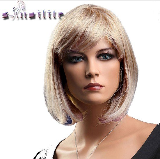 Short Blonde Red Bob Hair Wig Heat Resistant Blonde Synthetic Wigs Black Brown Women Natural
