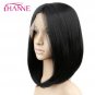Synthetic Lace front Wig With Combs Natural Black Heat Resistant Straight Hair short Bob wigs