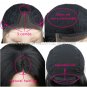 Synthetic Lace front Wig With Combs Natural Black Heat Resistant Straight Hair short Bob wigs