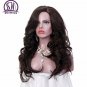 Long Wavy Wigs for Women Dark Brown Ombre Synthetic Wig with Free Hairnet Natural Full Hair