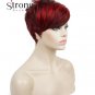 Short Side Bang Red Asymetrical Straight Wig Full Synthetic Wigs
